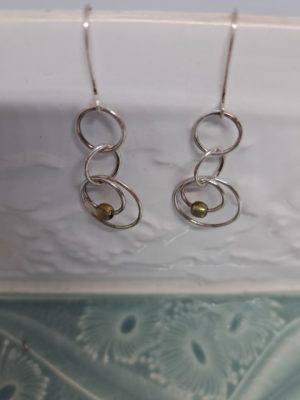 Silver and Brass Bead Earrings