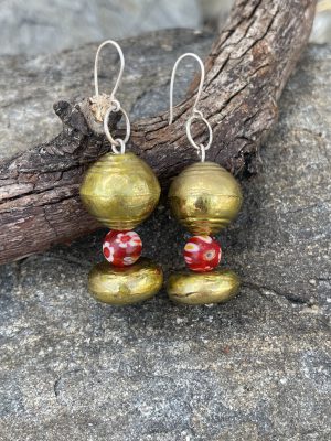 Sterling Silver Moroccan Brass Bead Earrings